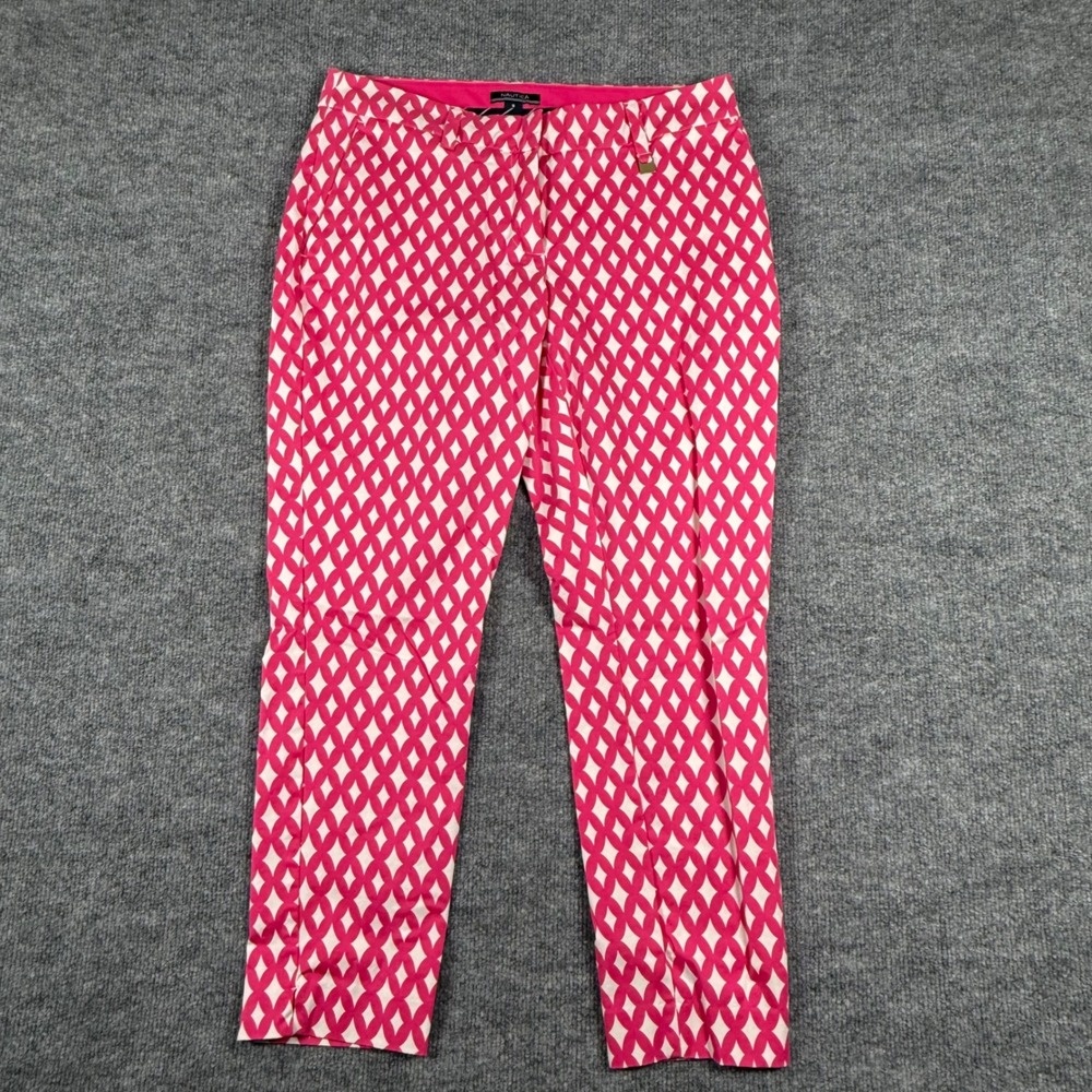 Nautical Size 8 Women's Pink Geometric Print Capri Pants Resort Vacation Coastal